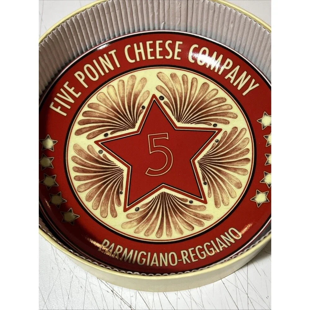 Pottery Barn Vintage Label Cheese Snack 7in Plates Bee Cow 5 Star Set 4